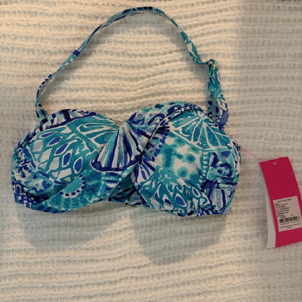 Lilly Pulitzer Blue and White Bikini Top